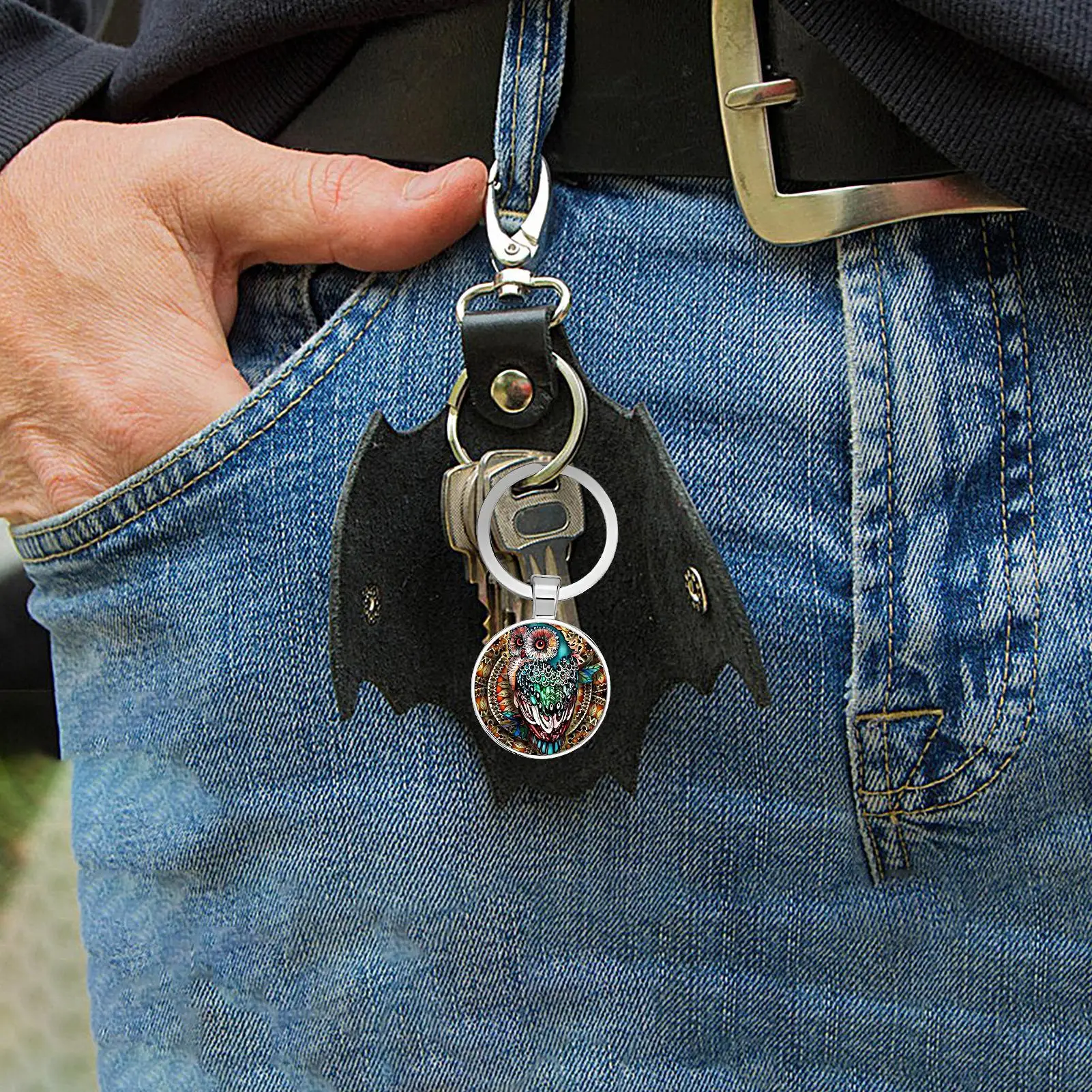 Chaveiro coruja dos desenhos animados saco pingente pequeno carro chave acessórios para crianças adultos portátil mochila bolsa ornamento charme