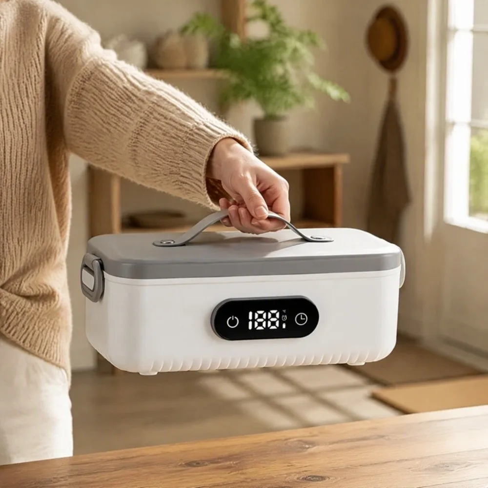 4-speed Temp USB Heated Lunch Box 304 Food-Grade Stainless Steel Cordless & Water-free Electric Lunch Box Large Insulation