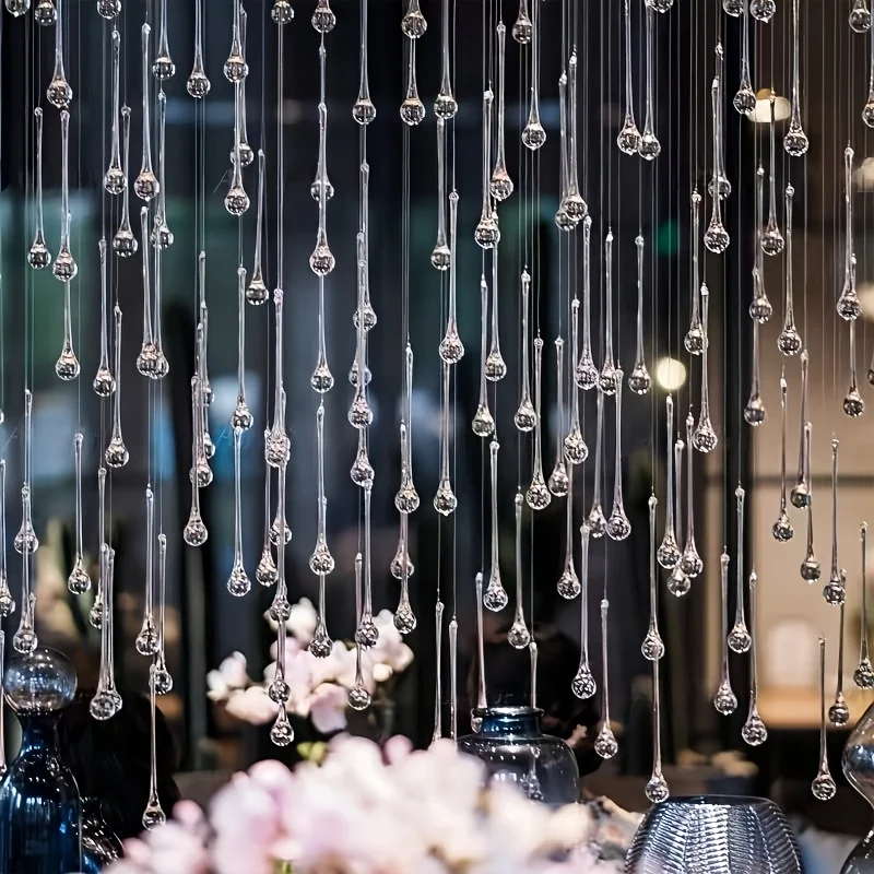 

Acrylic Waterdrop Pendants Crystal Ceiling Light Decoration Dream Wedding Hanging Balls For Banquet Hall Decor Fresh Sweet Style