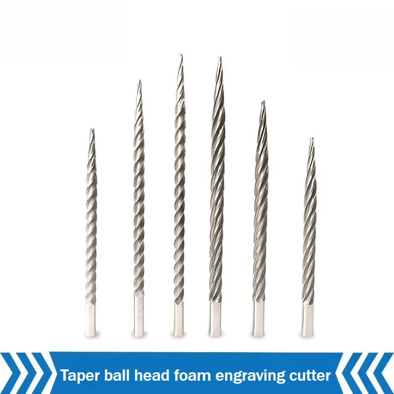 3D Taper Ball Nose Foam Router Bit CNC Engraving Milling Cutter for Foam Cutting