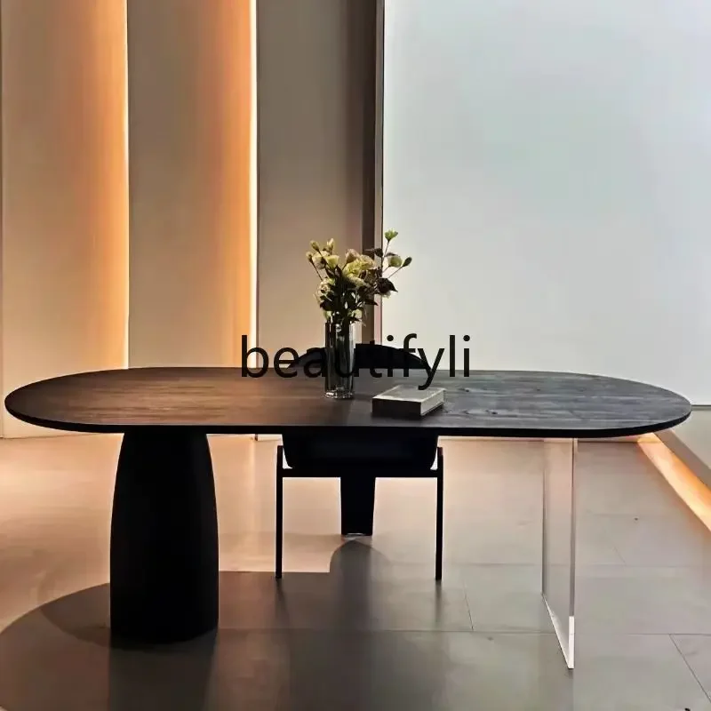 

Minimalist ash wood, solid wood dining table for household use, tea table suspended desk acrylic large board table2936