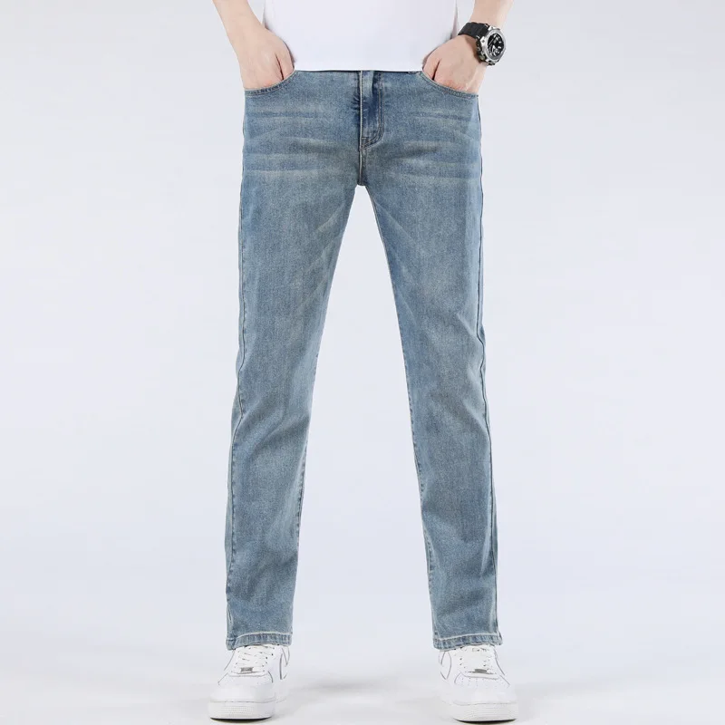 Mens Boot Cut Jeans Slightly Flared Slim Fit Blue Black Trousers Designer Classic Male Stretch Denim Pants