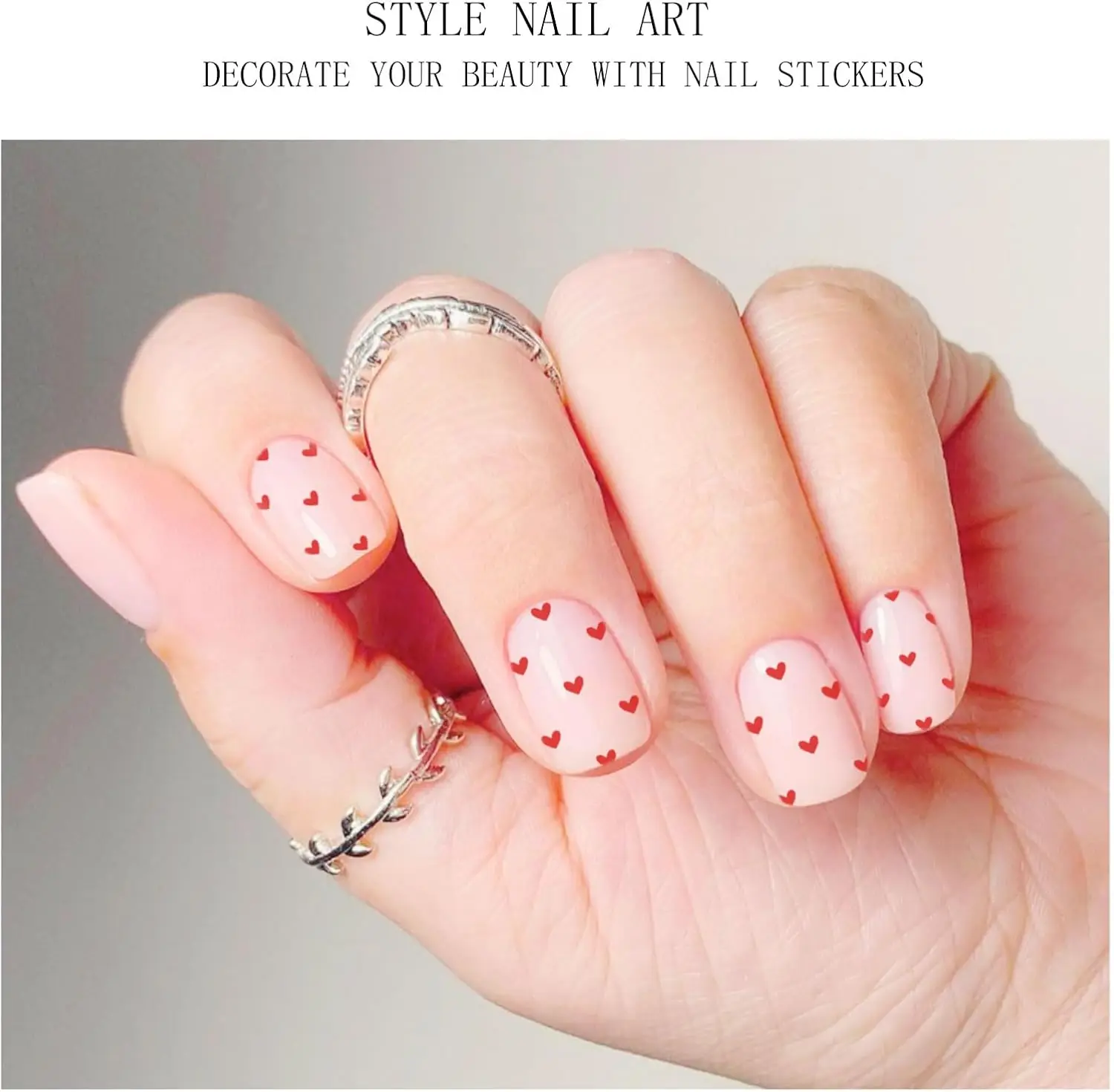 バレンタインデー用レッドハートジェルネイルステッカー - UV/LED硬化ネイルアートストリップ