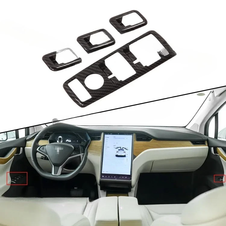 Model S/X inner armrest modification accessories Tesla glass switch cover front water cup frame decorative sticker