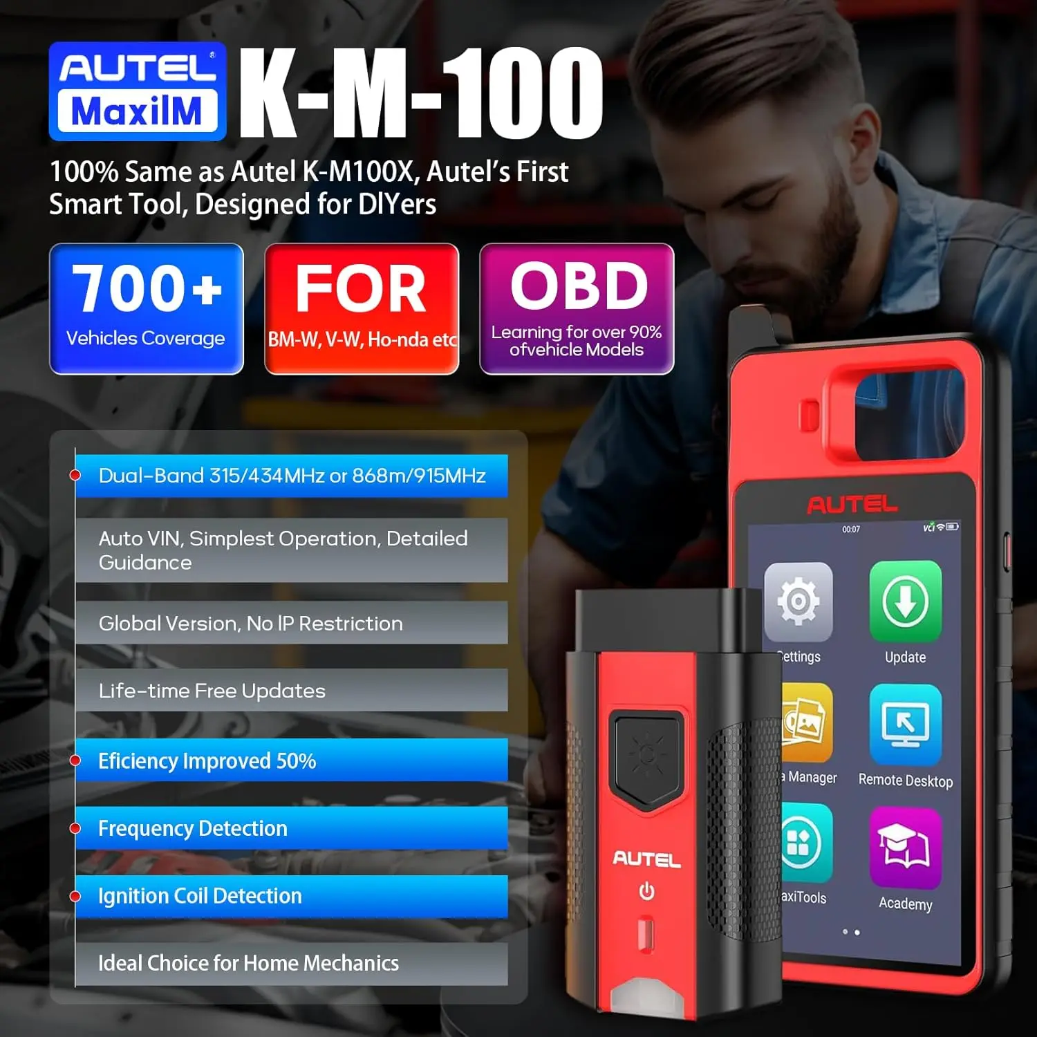 

Autel MaxiIM KM100 Брелок для программирования, иммобилайзер, инструмент, 2 шт., Autel IKEY для генерации ключей 60s, OBD IMMO Key Learning на 99% автомобиле