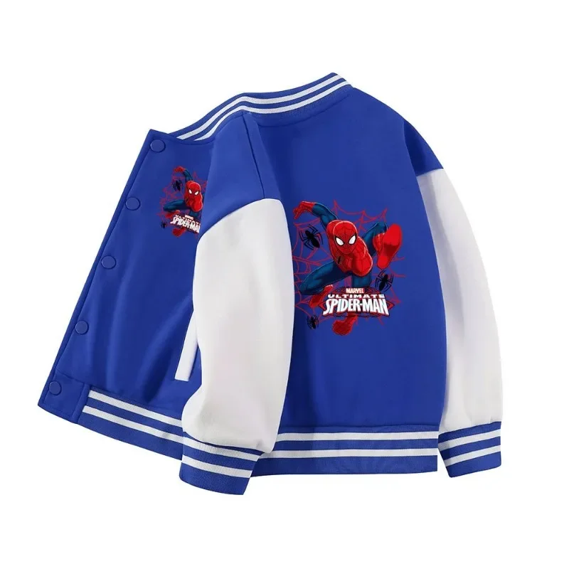 Children's superhero Spider-Man printed autumn and winter boys' velvet thickened baseball uniform thick coat warm jacket top