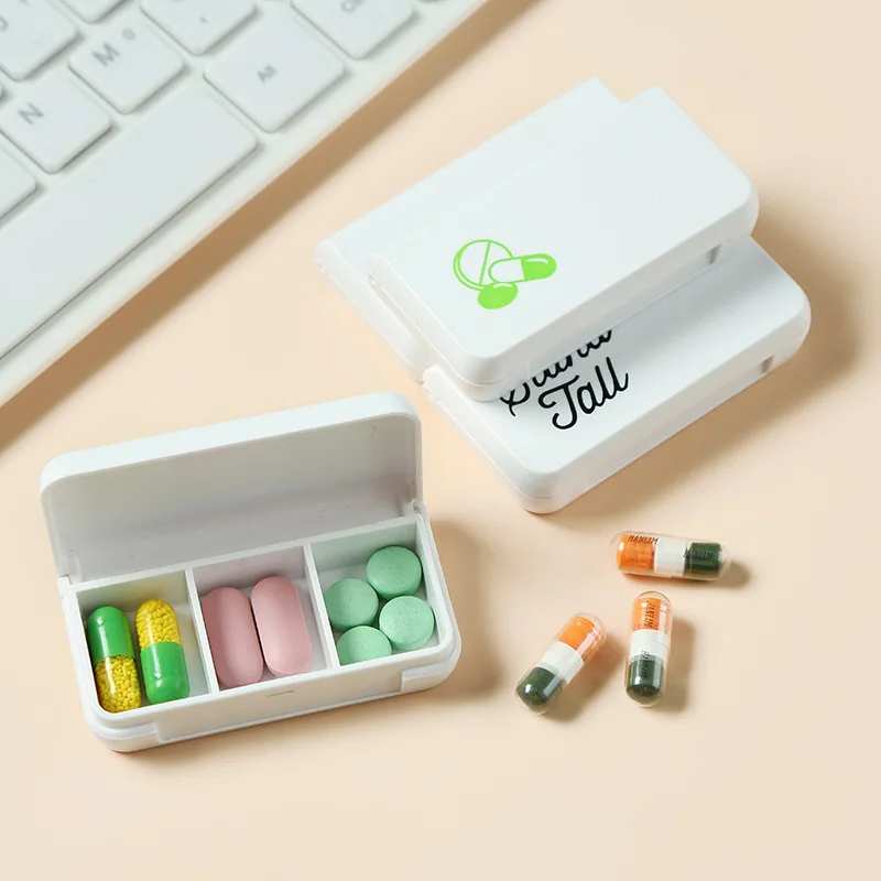 Mini Tragbare Pillenbox mit 3 Fächern, Wöchentlicher Medikamentenbehälter, Tablettenorganizer, Arzneimittel-Aufbewahrung