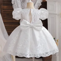 Toddler Baby Girls 1st Birthday Baptism Backless Dress Luxury Embroidery Princess Elegant Kids Flower Wedding Party Dresses