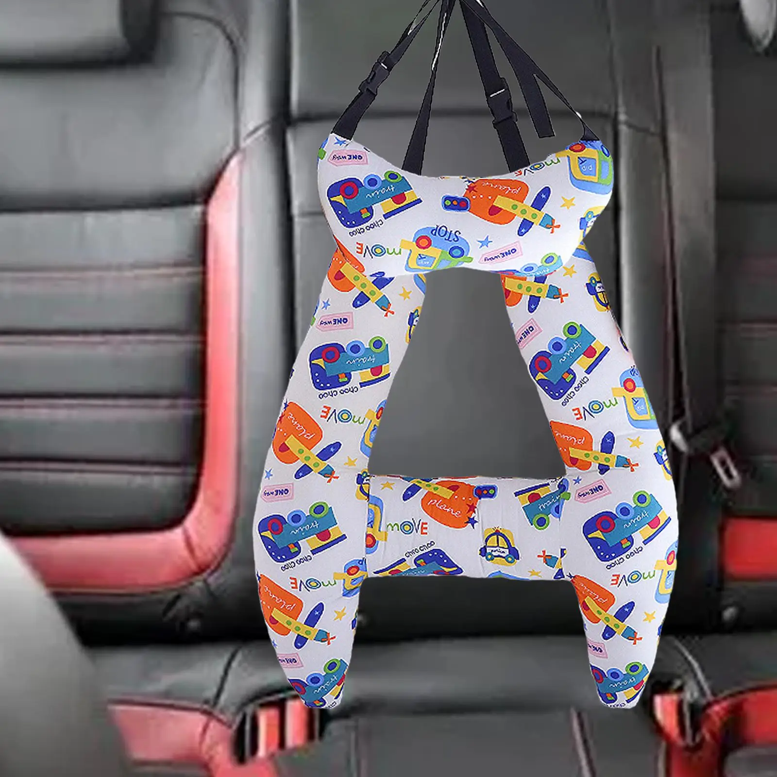 Car Travel Pillow Easy Installation Adjustable Cartoon Travel Pillow Cushion