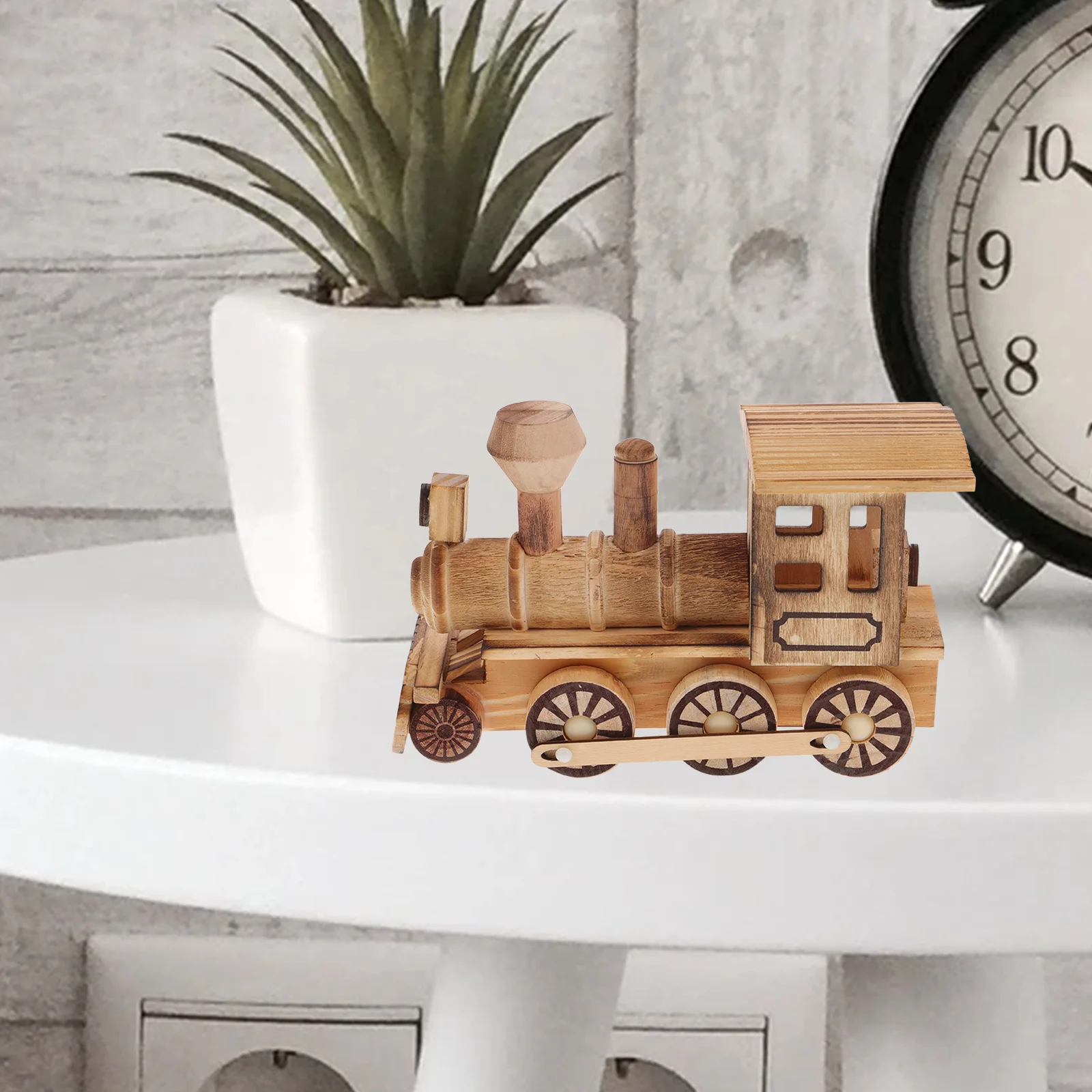 Locomotiva in legno Artigianato Retro Vintage Treno Motore Decorativo nament Creativo Desktop Ornamento Casa Camera Ristorante Romanzo