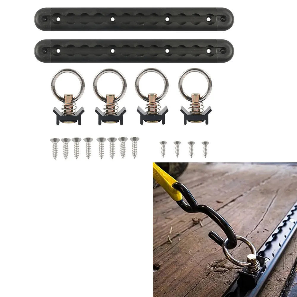 

Adjustable Tie Down Cargo Control System Black 12-inch Length Anodized Aluminum Finish Custom Tie Down System For Trailers