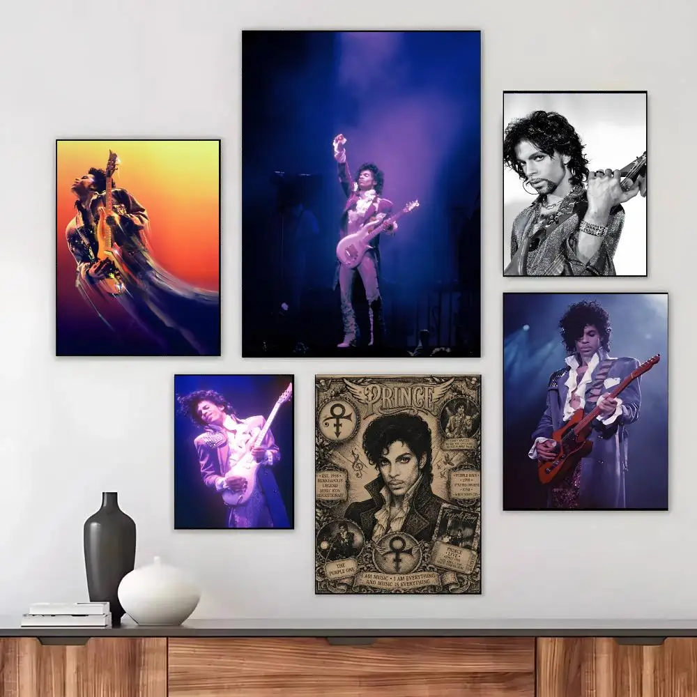 Prince Singer Funk Rock Purple Retro Poster Modern Aesthetic Wall Art Print Minimalist Bedroom Living Room Home Decor Gift