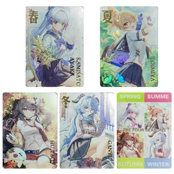 Diy Genshin Impact Ganyu Kamisato Ayaka Homemade Anime Game Flash Card Cartoon Rare Collectible Card Boy's Birthday Toy Gift