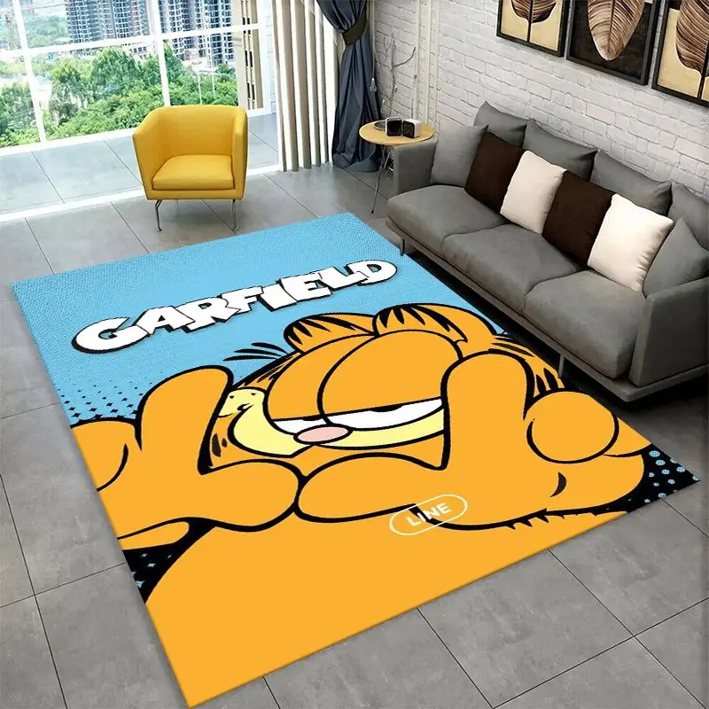 Cartoon Funny G-Garfield Cat Carpet Rug for Playroom Bedroom Living Room Sofa Home Decor,Game Area Rug Non-slip Floor Mat Fest