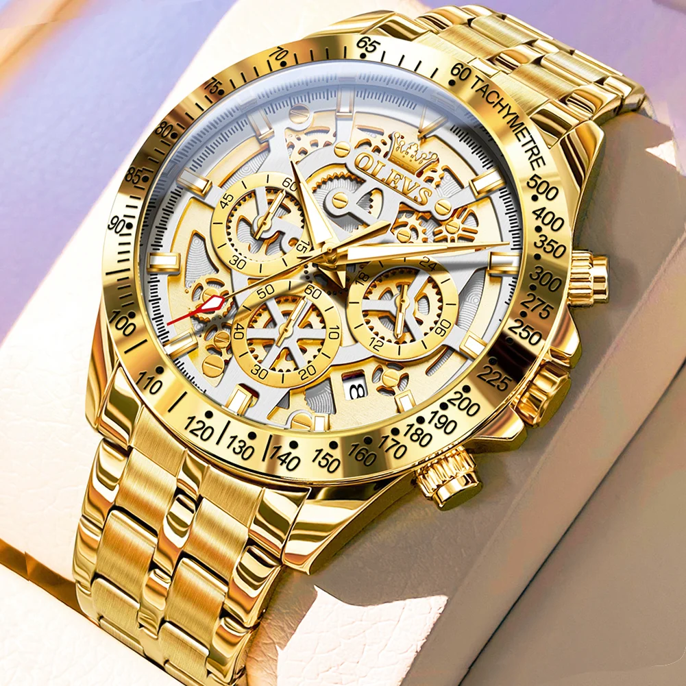 Men's Gold Quartz Watch, 3Bar Waterproof