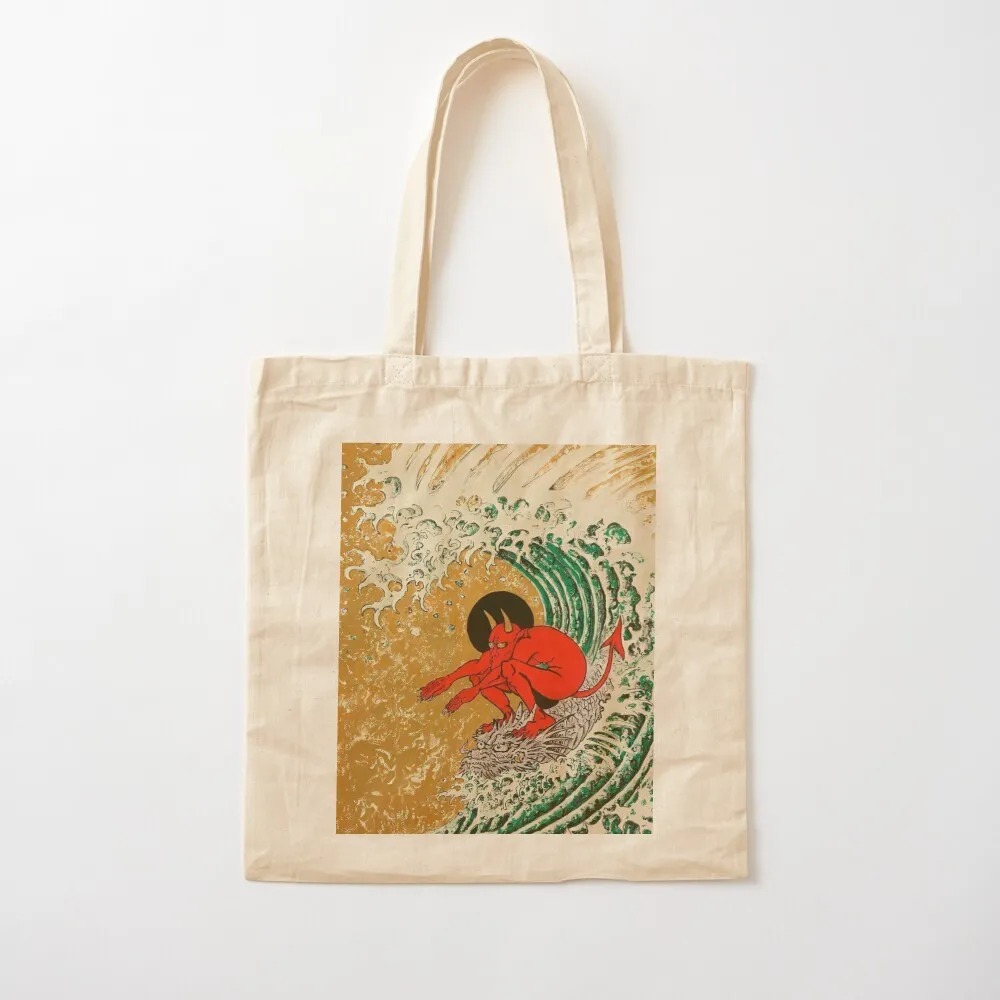 Surfing Demon Tote Bag canvas tote bags Portable shopping bag Eco bag bags for women Canvas Tote