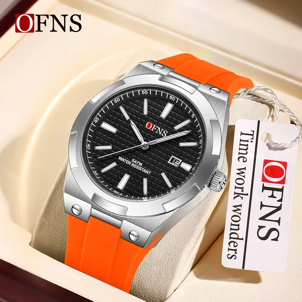 OFNS 2025 New Fashionable Men's Quartz Watch Simple Single Calendar Waterproof Junior High School Men's Watch 8040