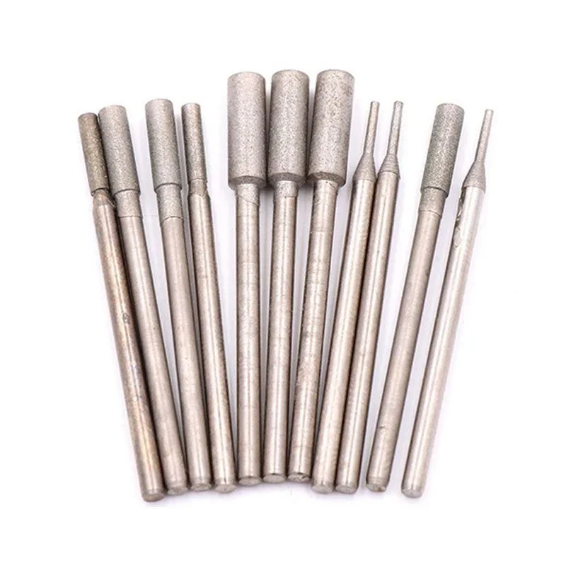 5PCS 600# 1200# Grit Cylinder Diamond Grinding Head A/B Needle Round Polishing Grinder Needles Rotate Engraving Tools