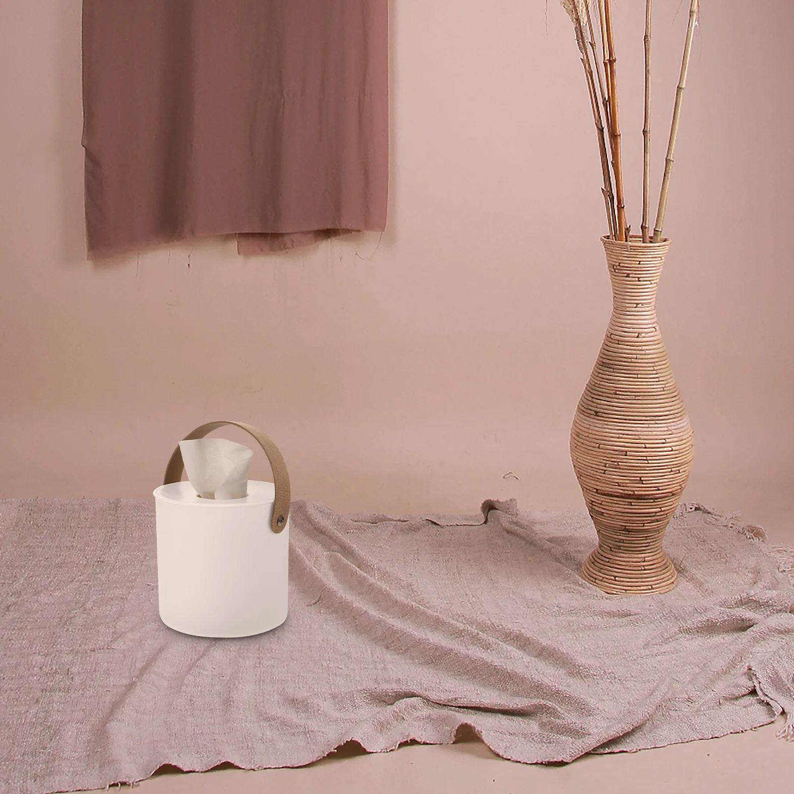 

1Pcs Round Plastic Tissue Box Creative Storage Holder for Home Bedroom Bathroom Practical Tissue Container