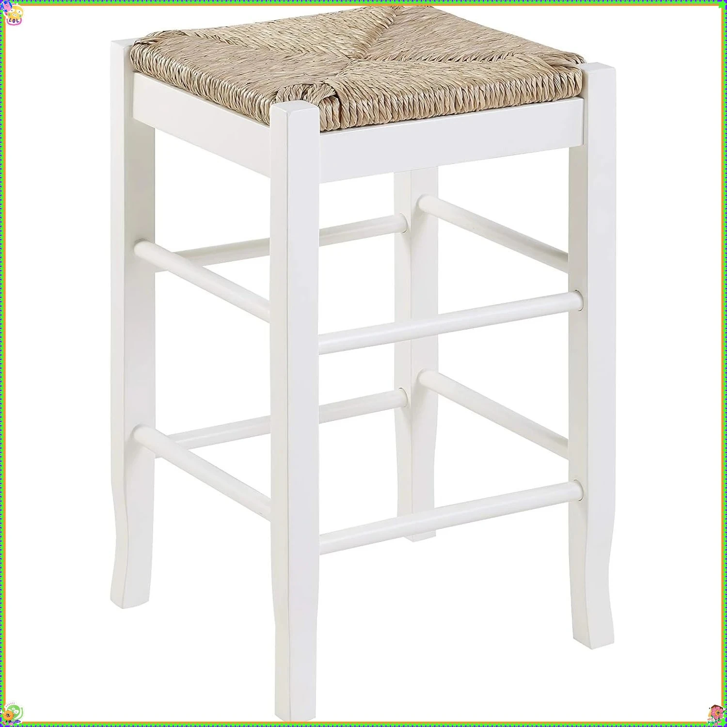 

24Inch Square Cream Counter Height Stool, Modern Kitchen Bar Stool for Dining Room & Cafe