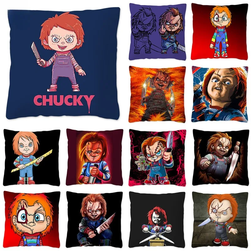 Cartoon Chucky Printing Cushion Cover Home Decorative Resuable Pillow Case for Sofa Car Pillow Cover 100% Polyester