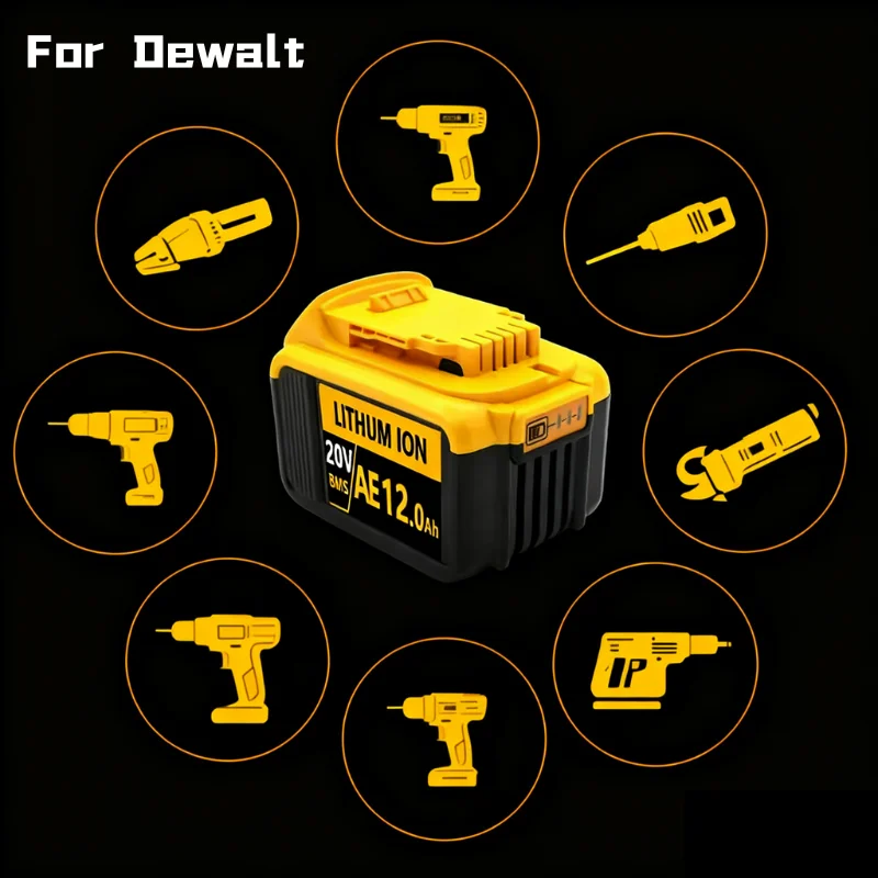 👍 Для аккумулятора DCB200 20 В, совместимая с электроинструментами dewalt, 18 В, 12 Ач, перезаряжаемые литиевые батареи для электроинструмента, 20 В, 18 В