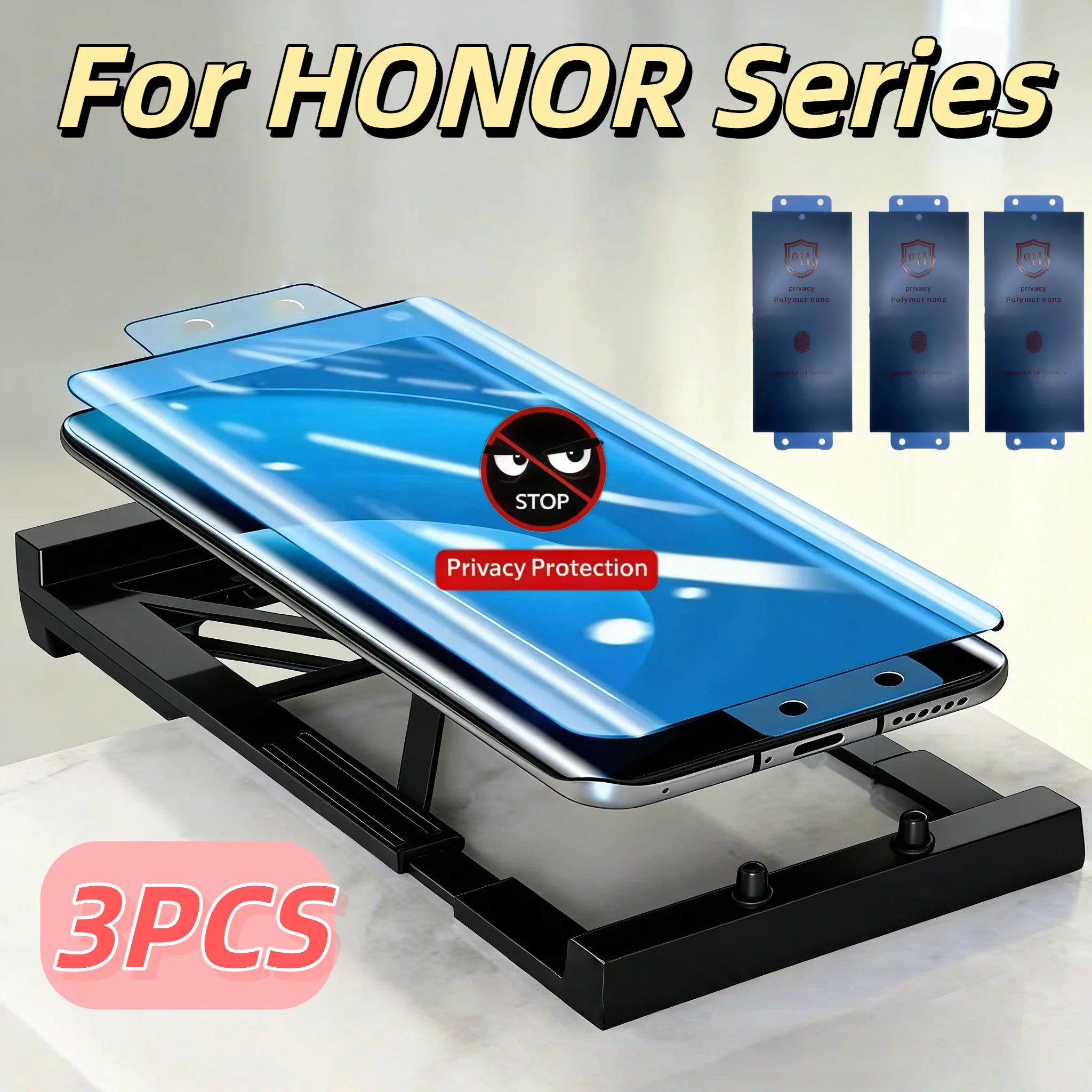 

Privacy Screen Protector for Honor Series, Non-Tempered Glass, 3-Pack, Anti-Spy, Easy Installation