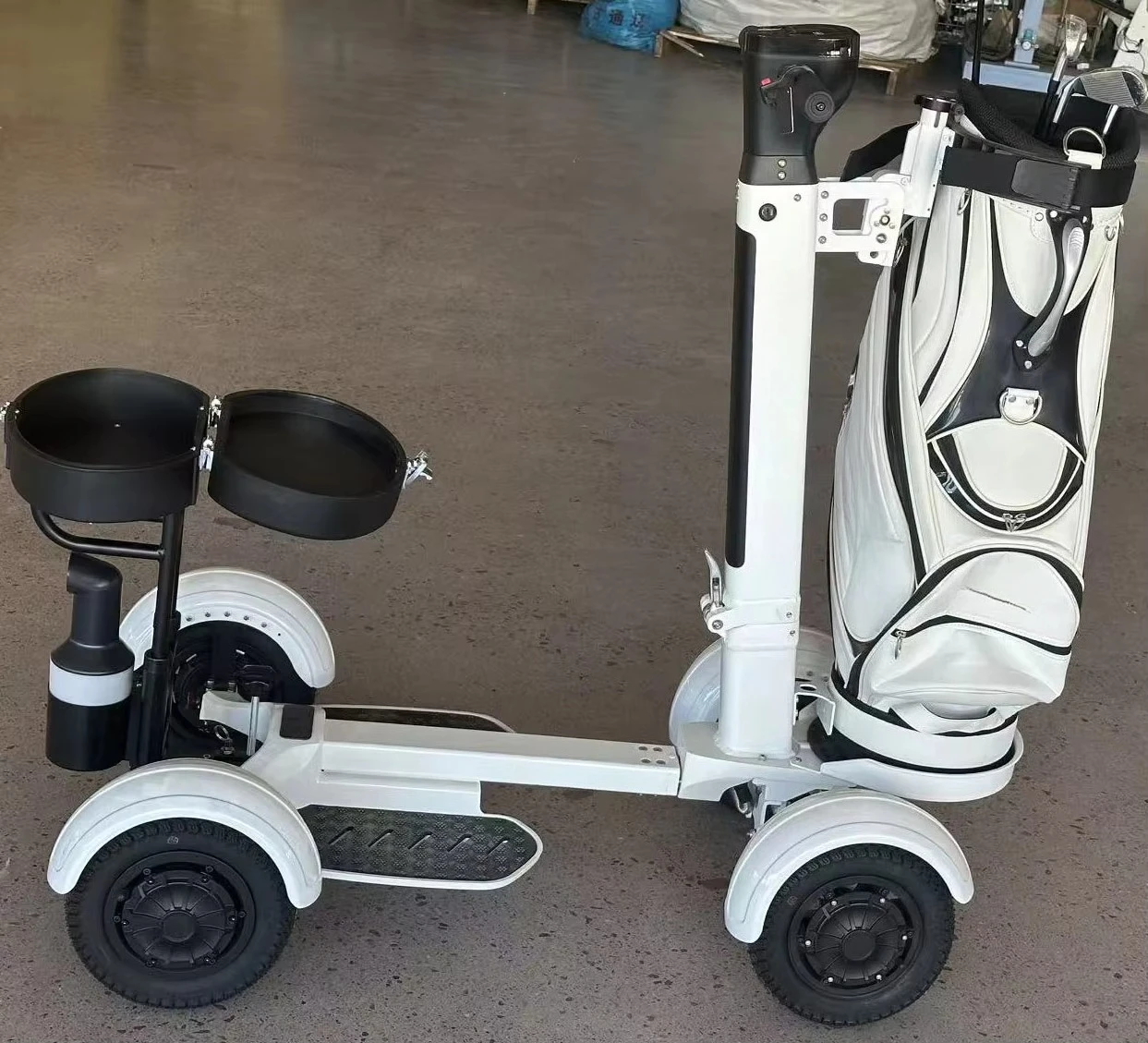 2026 أحدث تصميم حقيبة جولف سحب دفع عربة سبائك الألومنيوم 4 عجلات دفع عربة الغولف مع حامل المظلة #3