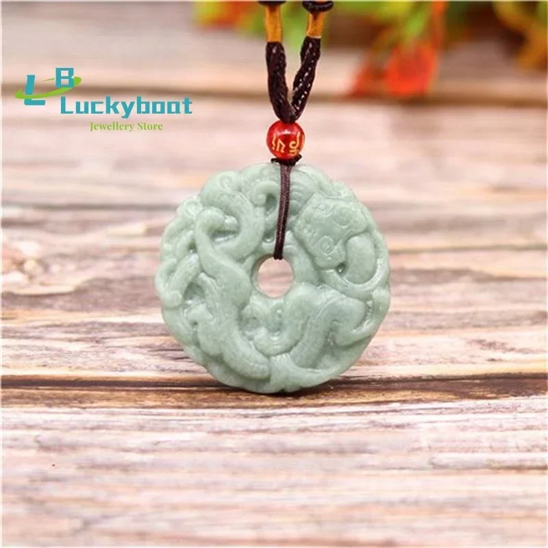 Natural White Chinese Jade Pixiu Pendant Necklace Charm Jewelry Double-sided Carved Amulet Fashion Accessories Gifts for Her
