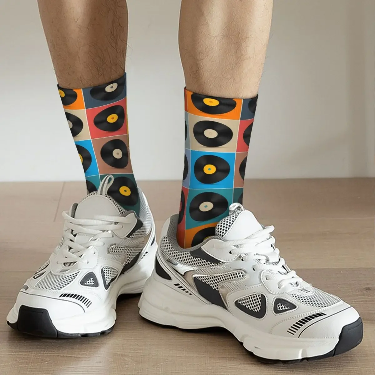 Calcetines de disco de vinilo para hombre y mujer, medias Súper suaves, calcetines largos, calcetines con póster de música, Harajuku, accesorios para todas las estaciones, regalos