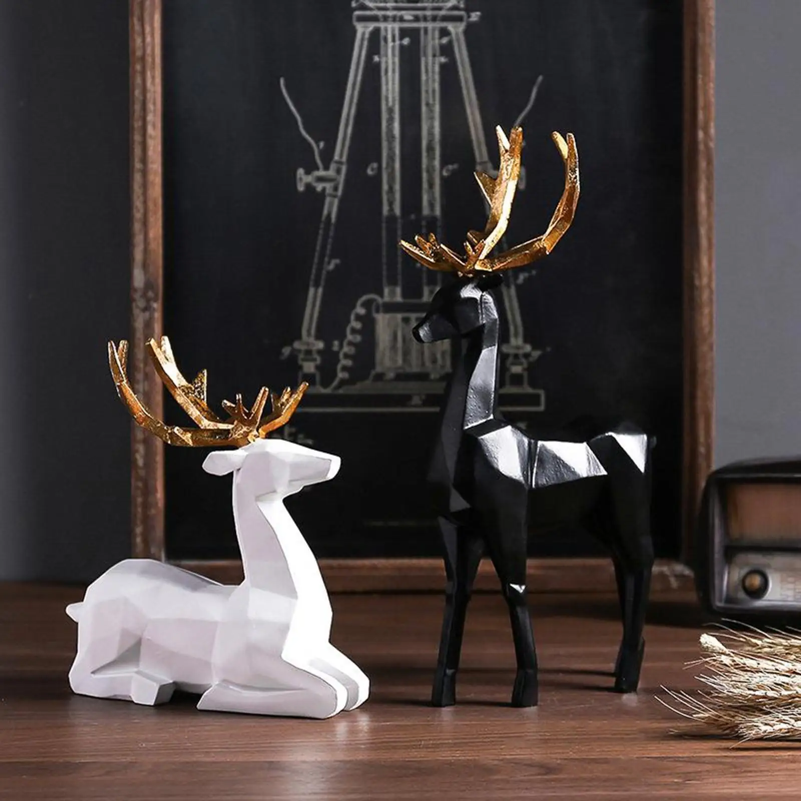Elk Statue Animal Figurines, Decor, Animal Decor Items for Shelf, Living Room Bedroom Office Decoration, Bookshelf, TV Stand