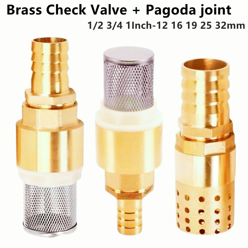 

Brass Check Valve 1/2~1" Suction Strainer Foot Valve Agricultural Irrigation Non-Return Valve Hose Connection For Control Water