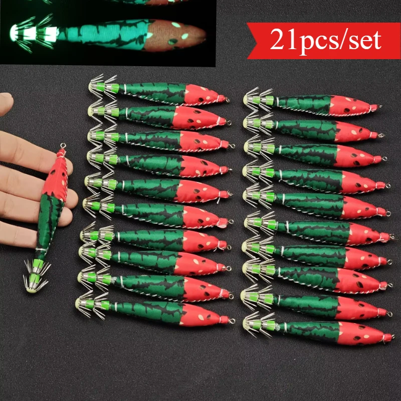 Saltwater Fishing Hook - 21pcs 10cm Horizontal Squid Jig Hook
