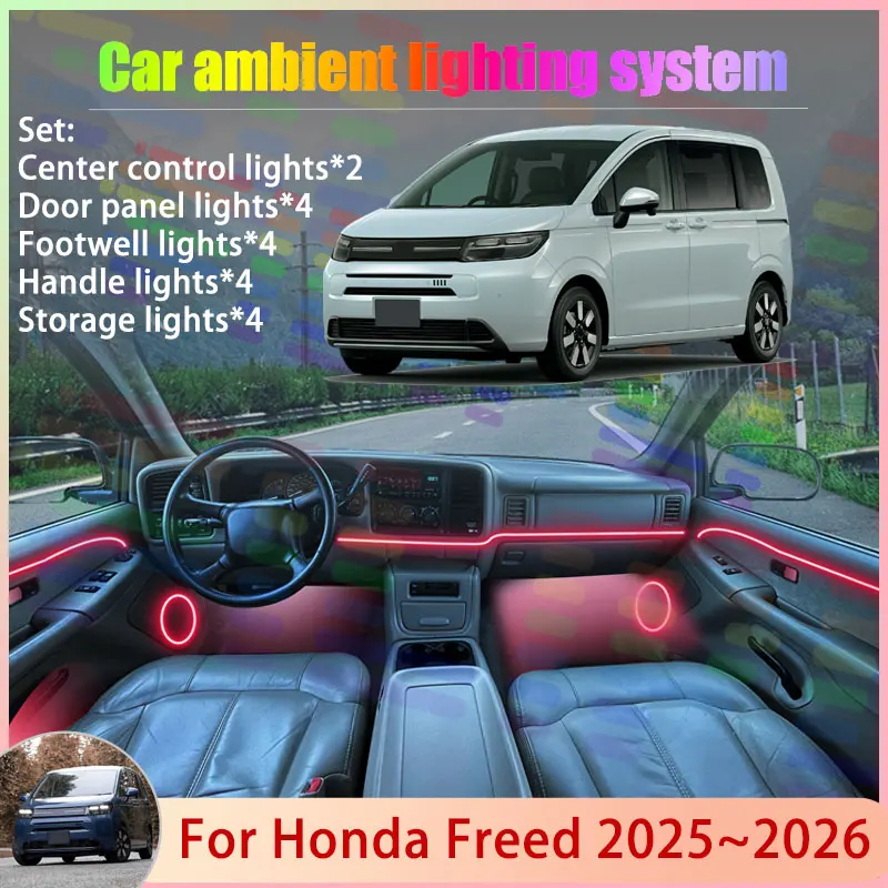 

For Honda Freed MK3 3th GT1 GT2 GT3 GT4 2025 2026 2/18 in 1 Car Atmosphere Light Lamp RGB Shade Ensemble Streamer Atmosphere Set