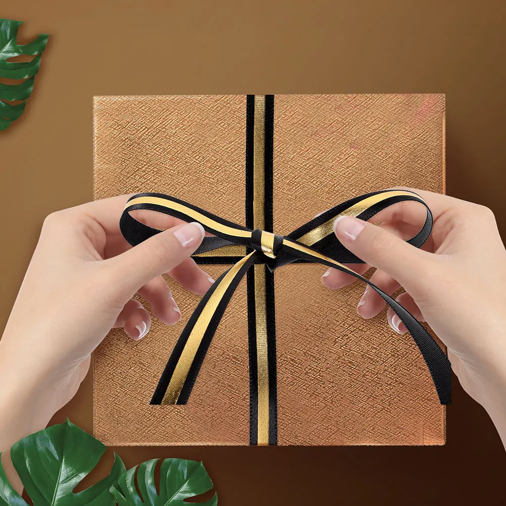 

Graduation Ribbon Roll Black Golden Color Durable for Gift Wrapping DIY Crafts Party Decor Ribbon for Grad Celebration