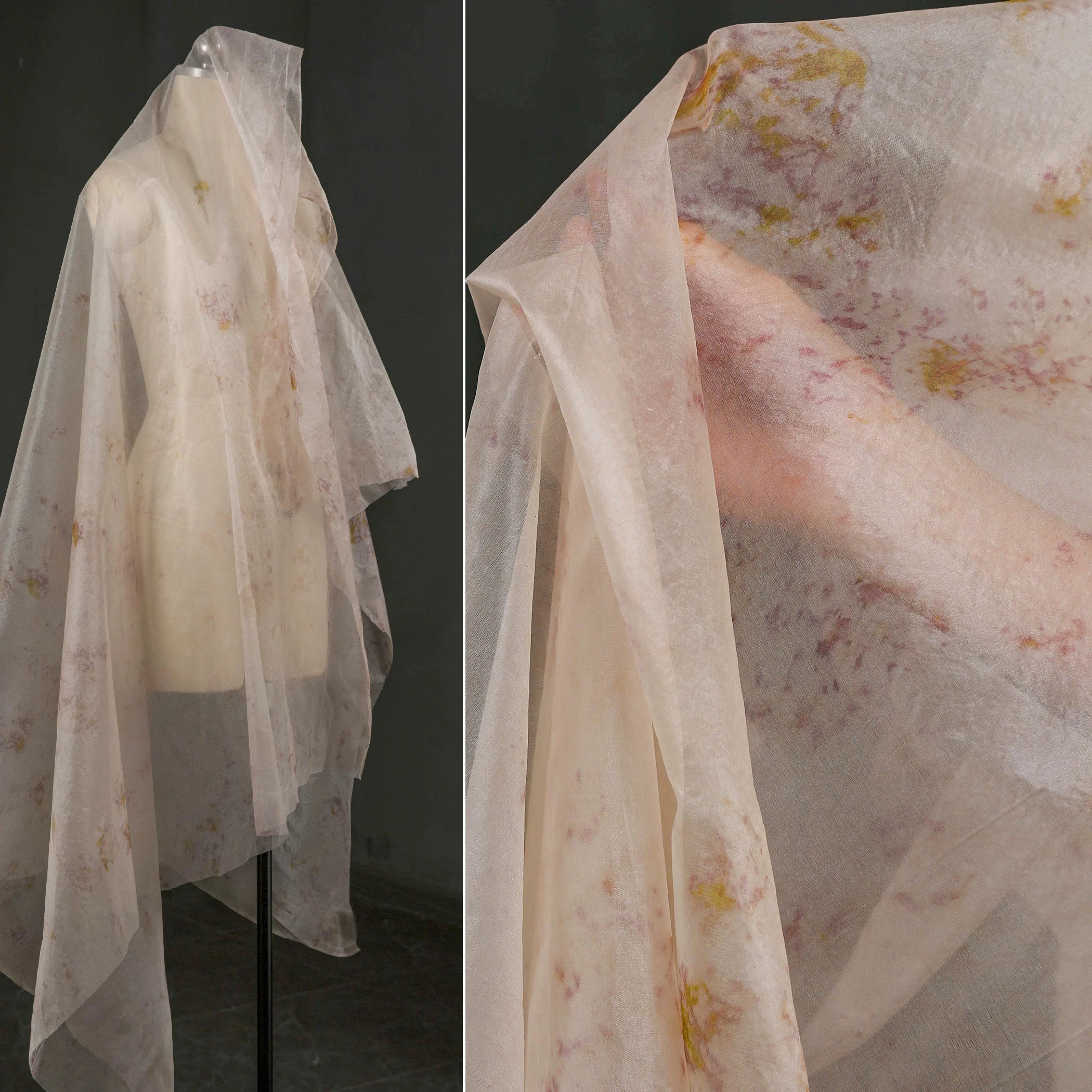

1yard Aicao plant dyed mulberry silk matirial fabric for dress Cardigan skirt Hanfu clothing designer fabric