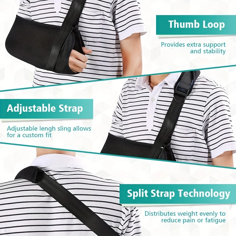 Arm Sling Support Belt, Adjustable Shoulder Wrist Elbow Sling Holder, With Thumb Ring And Belt