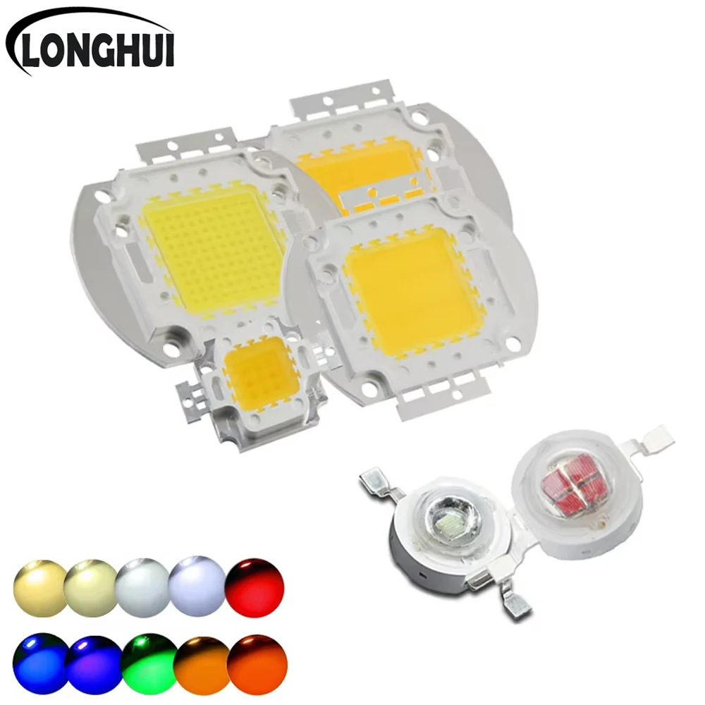 High Power LED Chip 1W3W5W10W20W30W50W100W SMD COB Light Bead Warm Cold White Red Green Blue RGB Full Spectrum outdoorsGrow Lamp