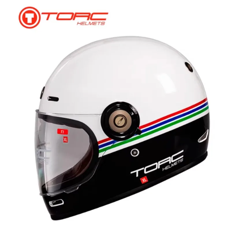 Hot TORC Motorycle Riding Vintage Helmet Moto Full Face Helmet Cover Retro Helmet Men Motorbike Personality Cool Locomotive
