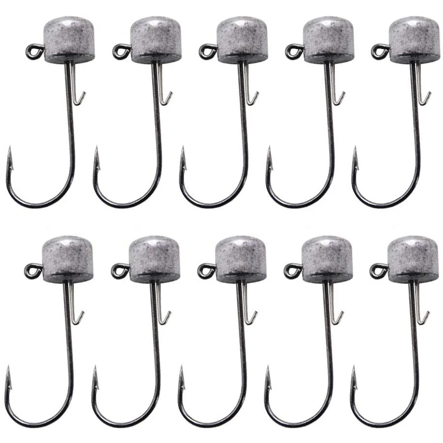 

10pcs/lot Jig Head Hook 1.5g 2.5g 3.5g 4.5g 5g 6g Ned Rig Fishing Hooks Mushroom Head Fishhook For Soft Bait Worm Fishing