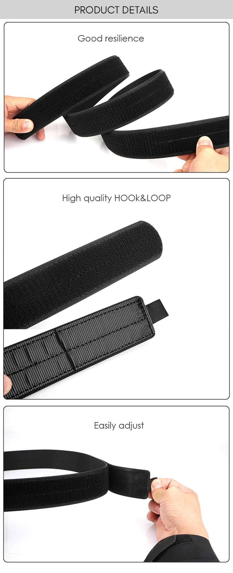 KOLBER 4.3cm Tactical Inner Belt for Men Premium Nylon 105cm to 135cm Hook & Loop Belt Military Army Straps No Buckle Waistband