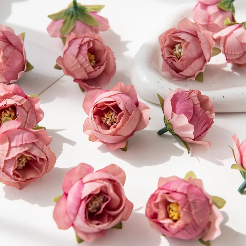 10 Stück Künstliche Blumen für Scrapbooking, Hochzeitsdekoration, Valentinstagsgirlande, Heimdekoration, Kunstseiden-Pfingstrosen, Gartenrosenbogen – Detail 9