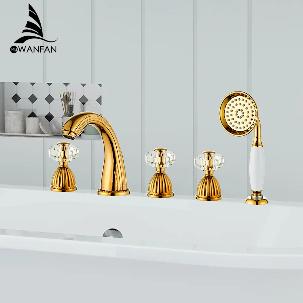 

5 pcs Black Brass Deck Mounted Bathroom Mixer Tap Bath Basin Sink Vanity Faucet Water Tap Bath Faucets 855A617