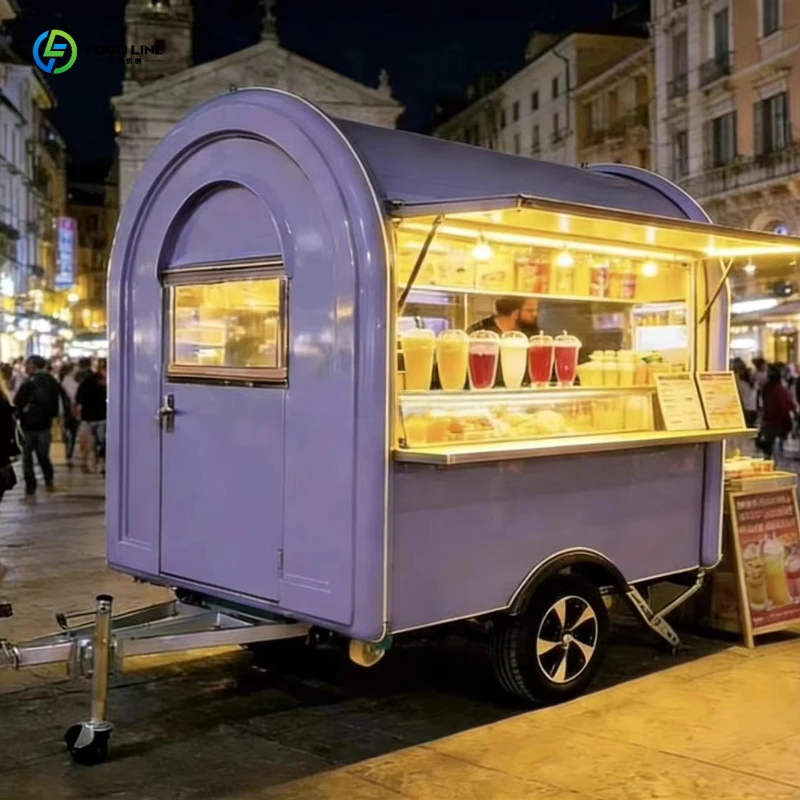Mini Food Trailer Stainless Steel Commercial Kitchen Mobile Cart for Snack Ice Cream Vendor