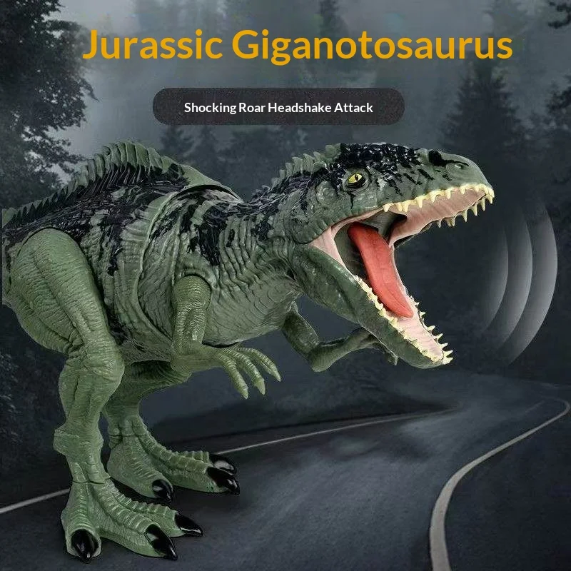 Jurassic Attack Giganotosaurus Dinosaur Toy With Roaring Sound Movable Biting Jaw Color Changing For Boys Kids Day Birthday Gift