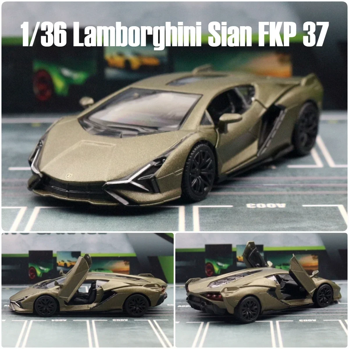 1:36 Lamborghini Sian FKP 37 Super Toy Car For Children RMZ CiTY Diecast Metal Miniature Model Pull Back Collection Gift For Boy