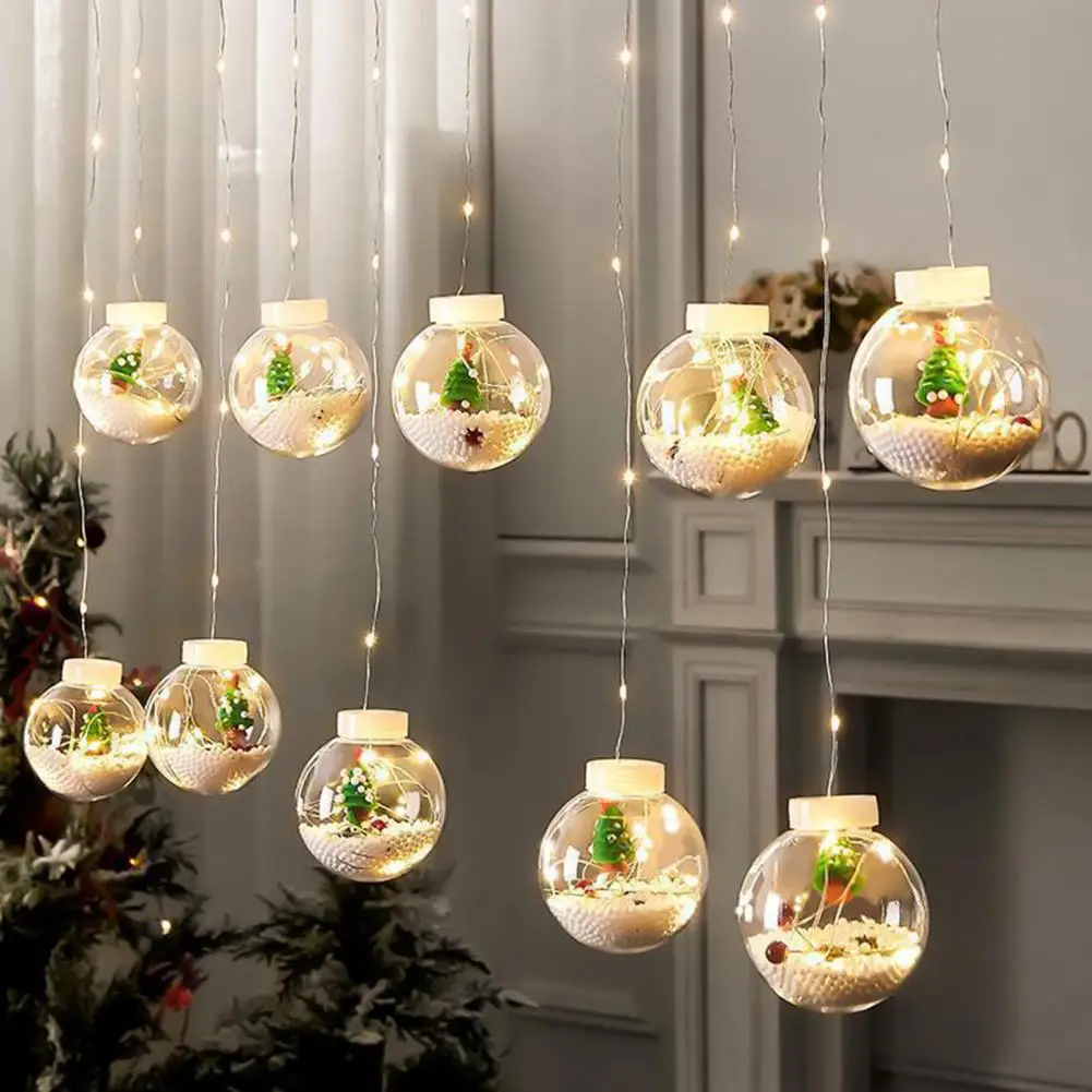 Guirnalda de luces LED con forma de bola de deseos, adorno de dibujos animados, ahorro de energía, no deslumbrante, mejora la atmósfera, alambre de cobre, navidad