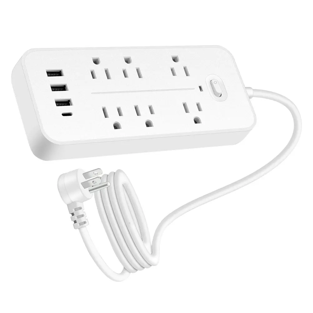 

Multifunctional Power Strip 6 Outlet 3 USB 1 Type 1 2M Cable Home Accessory Household Electrical Plug Socket