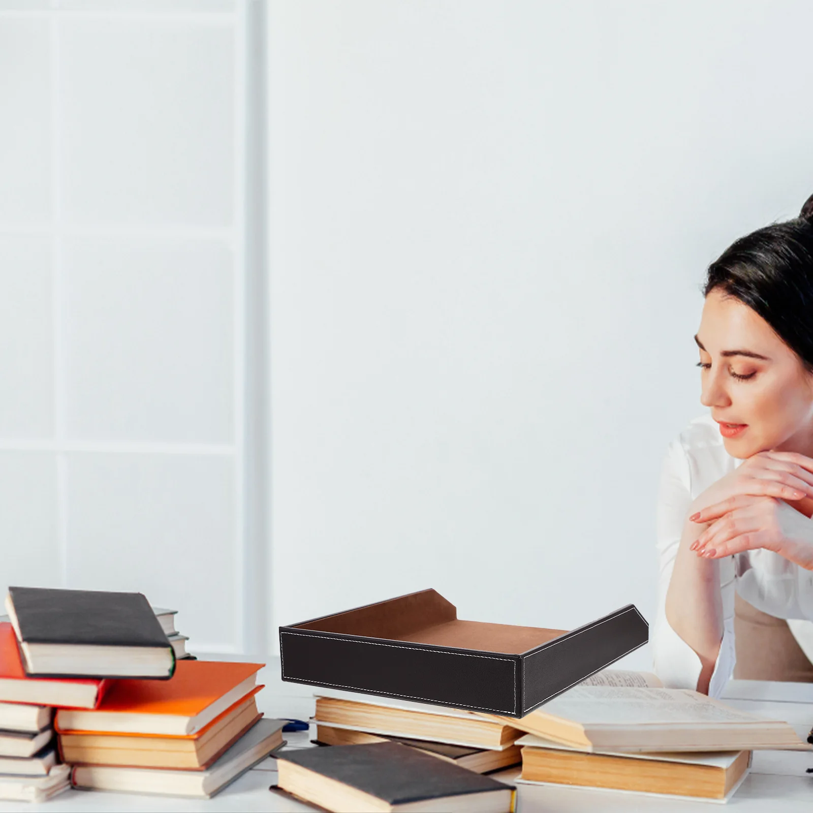 

Coffee Color A4 Desktop Document Storage Tray Single Layer File Organizer Stand Office Study Desk Paper Holder File Storage Tray