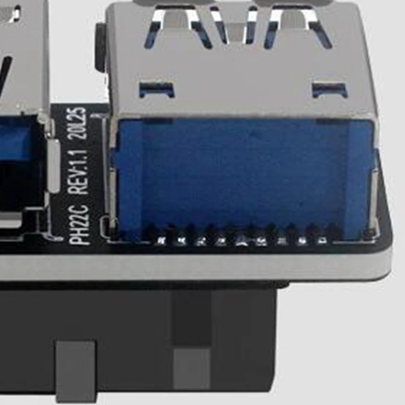 Conector fêmea USB A para Desktop Motherboard, Adaptador de 20Pin para Dual USB 3.0, Cabeçalho para 2 portas, 19 Pin 20P